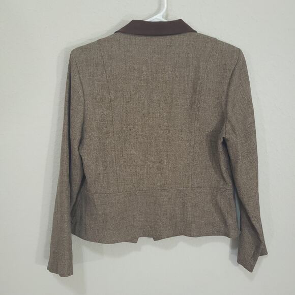 Vintage Cropped Blazer Womens 12 Petite Dorby Brown 80s 90s Preppy Acade… - Picture 2 of 11